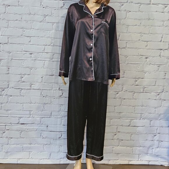 AMAZON, Black satin silk pyjamas set - Picture 8 of 13
